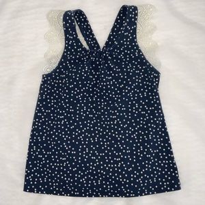 Girl’s Blue Polka Dots Lace Top Size M (7-8)